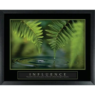 Influence Green Ferns Water Ripple Reaching Out Framed Motivational Poster Foto 1 de 4