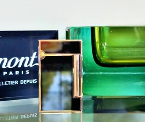 Seltene S.T. Dupont Line D Feuerzeug in schwarzem Lack mit goldener Zierleiste - Bild 1 von 9