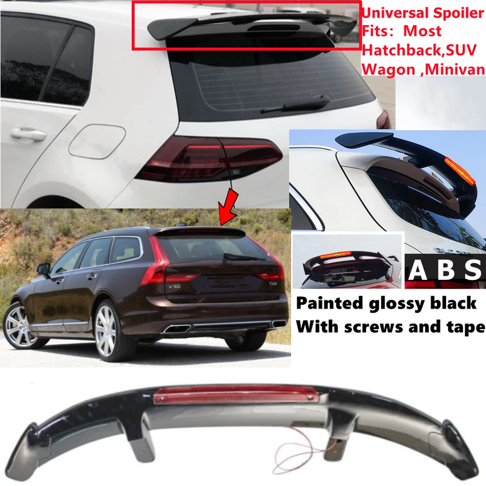Universal Gloss Black Rear Roof Spoiler Wing w/Light For Volvo V90 V90 CC 2017+ Foto 1 de 4