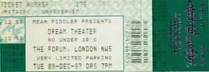 DREAM THEATER - COMPLETE AND UNUSED 1997 LONDON CONCERT TICKET - VERY RARE! - Picture 1 of 1
