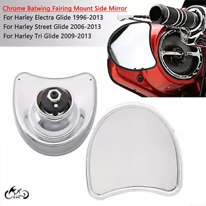 Chrome Batwing Fairing Mount Side Mirrors Fits For Harley Street Glide 2006-2013 - Picture 1 of 17