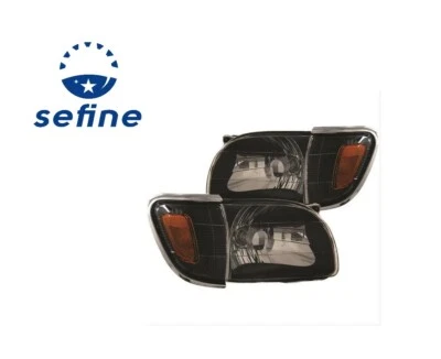 Faros de cristal ANZO negros con luces de esquina para Toyota Tacoma #121190 01-04 Foto 1 de 2