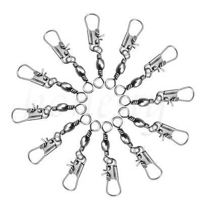 50pcs Stainless Steel Swivels Interlock Snap Fishing Lure Connector Accessories - Image 1 of 4