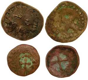 2 Mittelalter Münzen Imitate Karten Kupfer Antik Kreuz Lot Sammlung - Bild 1 von 5
