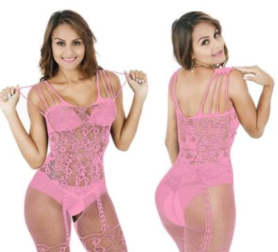 Women Crotchles Sexy Lingerie Fishnet lencería para mujer Baby Doll Bodysuit USA - Image 1 of 4