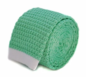 Corbata de seda tejida Frederick Thomas para hombre - verde menta pálido - punta blanca delgada - Imagen 1 de 4