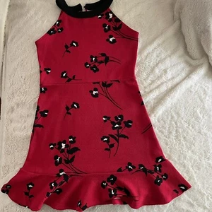 The Children’s Place Girl’s Size 14 Red Floral Trumpet Hem A-Line Dress - Picture 1 of 11