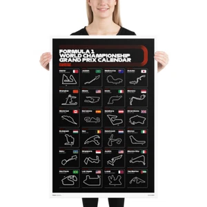 Formula 1 2024 Season Race Calendar FIA F1 Track Circuit Grand Prix Poster - Picture 1 of 4