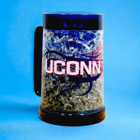 UCONN Connecticut NCAA Plastic Freezer Mug 16 Ounces Officially Licensed Cover