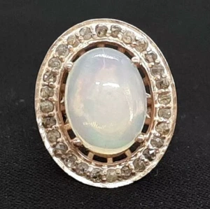 Anello antico 7,30 carati naturale taglio rosa antica diamante e opale oro rosa 925 taglia 5 - Foto 1 di 6