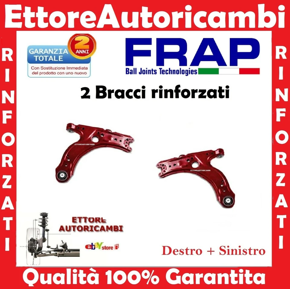2 BRACCI OSCILLANTI INFERIORI RINFORZATI FRAP AUDI A3 - GOLF IV 4 - NEW BEETLE - Immagine 1 di 1