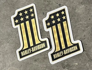 Set of 2 Vintage #1 AMF Harley Davidson Tank Decals Dyna FXR Sportster Softail G - Picture 1 of 2
