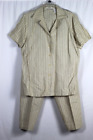 Elisabeth by Liz Claiborne Tan White Striped Women's 2Pc Pants Outfit  14/16 026