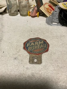 Vintage Aluminum License Plate Topper Columbus Oh Quality Farm Bureau Insurance - Picture 1 of 4