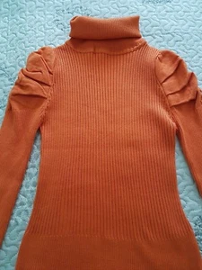 Orange High Neck Sweater Woman, one size fits 38, M - Picture 1 of 3