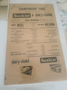 PHILIPPINE BOXING FLYER 1968 JIMMY NOEL vs ORLANDO MEDINA at RIZAL MEMORIAL - Picture 1 of 1