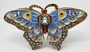 Caja de baratijas Kingspoint mariposa doble ala pedrería esmalte tono dorado bisagras - Imagen 1 de 19
