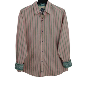 Robert Graham Button Front Shirt Size 2XL Pink Blue Striped Flip Cuffs READ - Picture 1 of 10