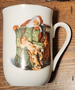 Vintage 1985 Norman Rockwell Museum Christmas Mug “Waiting For Santa” 10 Oz - Picture 1 of 4