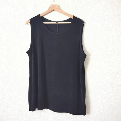 Blusa Vikki Vi Top Mujer 1X Negra Slinky Sin Mangas Acetato Hecha en EE. UU. Foto 1 de 4