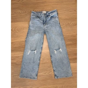 abercrombie kids girls high rise wide leg distressed denim size 11/12 short - Picture 1 of 3