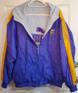 Vintage 90s MN Vikings Puma Full Zip Reversible Sweatshirt Jacket Mens Size L/XL - Bild 1 von 11