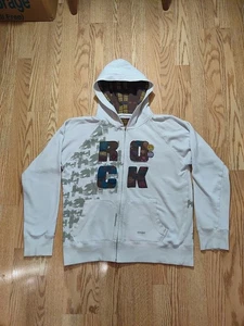 vintage Y2K hard rock cafe zip up hoodie women's XL white brown - Picture 1 of 5