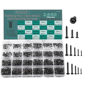 1440 Stück schwarze kleine Blechschrauben, Minischrauben, Kreuzschlitz Pan Head Micro Screw - Bild 1 von 6
