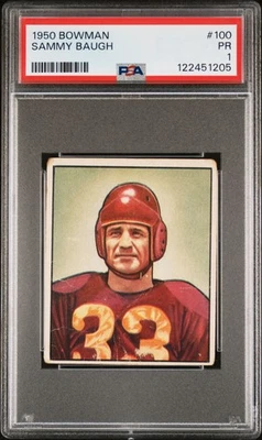 1950 Bowman - #100 - Sammy Baugh - Washington - PSA 1 - 1205 - Image 1 of 2