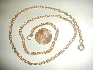 1 VINTAGE AGED COPPER COATED STEEL KNURLED CABLE CHAIN 18.75" DECO NECKLACE N91 - Picture 1 of 2