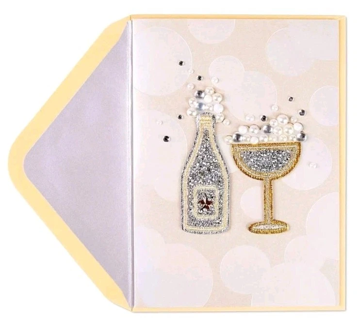 Papyrus Blank Card With Embellished Champagne  Multipurpose