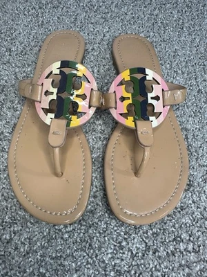 Сандалии Tory Burch пастельные Rainbow Miller размер 7,5 лакированная кожа опрятные Coastal - Изображение 1 из 4