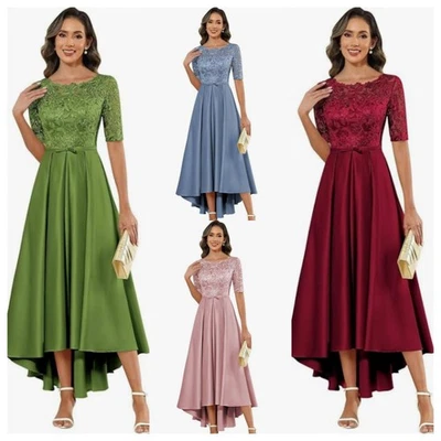 Brautmutterkleider Für Hochzeit Satin Abendkleid Mit Ärmel A-Linie Festkleid - Bild 1 von 4