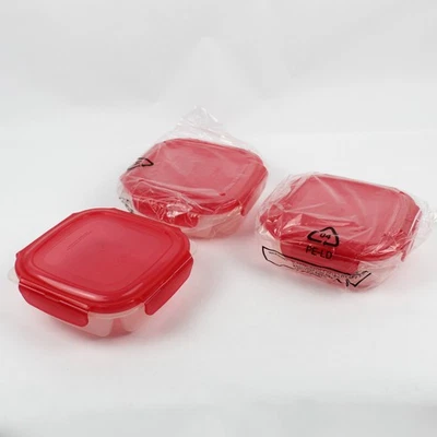 Set of 3 Lock & Lock 750 ml Divided Snack Storage Containers Red Lids - Image 1 of 4