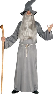 FIESTAS GUIRCA Zauberer Kostüm + Hut Herren Gandalf Magier Merlin Karneval Halloween Wizard