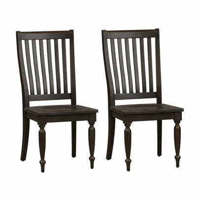 Harvest Home Slat Back Side Chair (RTA)-Set of 2 in Chalkboard - Image 1 of 4
