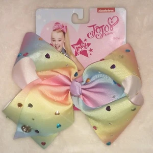 NEW JoJo Siwa Large Pastel Ombre Crystal Hearts Hair Bow Spring & Summer - Picture 1 of 1