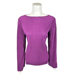Girl With Curves Women's Crew Neckline Knit Plisse Blouse Top Plum Small Size - Picture 1 of 2