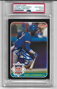 DARRYL STRAWBERRY, SIGNED CARD, 1987 DONRUSS ALL STARS #12 PSA GRADED AUTHENTIC - Picture 1 of 2