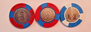 Horseshoe Club Reno Nevada 3 different Casino Chips $5.00 metal inserts - Picture 1 of 1