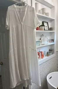 ANTHROPOLOGIE Women's White Gauze Short Sleeve Kallie Maxi Dress, Size XS - Picture 1 of 4