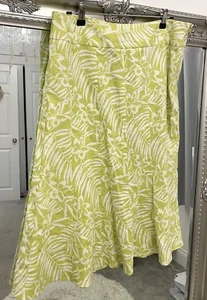 Lime Green Floral Linen Blend Skirt Autonomy Size 16 Brand New - Picture 1 of 5