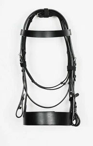 LEATHER PLAIN HUNTER BRIDLE WITH 2" NOSEBAND & 1" BROWBAND BLACK COLOR, XL, L, M - Picture 1 of 4