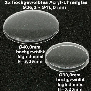 Uhrenglas Ersatzglas hochgewölbt Taschenuhr HIGH DOMED ACRYLIC WATCH GLASS H5,25 - Bild 1 von 7