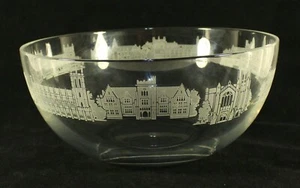 BACCARAT Art Glass Chicago University Electric Building Skyline Crystal Bowl 9'' - Picture 1 of 12