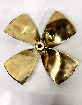 Морской декор винтажный латунный металлический блестящий 4-лопастной корабль спасенный пропеллер вентилятор - Изображение 1 из 4