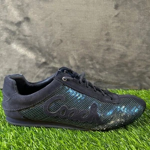 Coach Hope Sequin Sneakers Fashion Shoes Sparkle Accents Lace Up Blue Womens 9 M - Picture 1 of 12