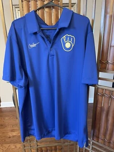 Milwaukee Brewers Nike Dri-Fit Polo Cooperstown Collection Classic NWOT XXL - Picture 1 of 11