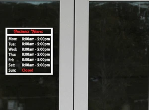 Custom Business Store Hours Sign Vinyl Decal Sticker door, window. - Picture 1 of 1