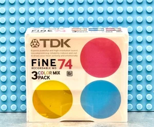MD TDK FINE 3 COLOR MIX 74 BLANK MINI DISCS THREE PACK (3) (SEALED) - Picture 1 of 6